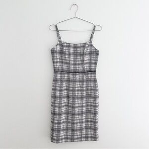 Banana Republic Black & White Print Modern Stripe Plaid Dress